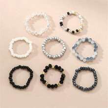 8 件套波西米亚水晶串珠可叠戴戒指 - 彩色 - 查看 5