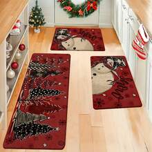 1/2/3 buah Keset Lantai Dapur Tebal 0,47 inci/1,2 cm Motif Pohon Natal & Manusia Salju - Anti Selip, Karpet Tahan Minyak untuk Dapur, Ruang Tamu, Ruang Cuci, Kamar Mandi - Tahan Noda, Tahan Air, Cocok Sebagai Keset Pintu, Dekorasi Ruangan, Mudah Dibersihkan, Anti Lelah - MultiWarna - View 2