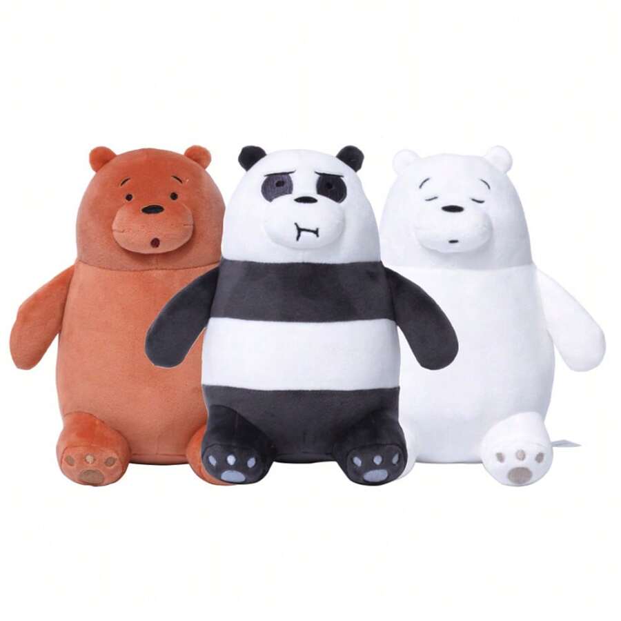 WE BARE BEAR Muñeca de peluche de oso desnudo clásico, muñeco de peluche suave y lindo, decoración del hogar, regalo de cumpleaños, fiesta sorpresa, Halloween, decoración de carnaval - Multicolor - Ver 1