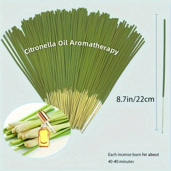 50pcs Artificial Wood Lemongrass Incense Sticks With Smoked & Wood Powder - 45-Minute Burn Time, Summer Citronella Oil Scent For Air Purification, Relaxation, Home, Camping, Outdoor Activities, Home Fragrance, Natural Appearance