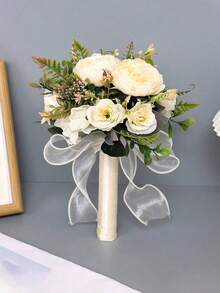 1 Bouquet Small Artificial Rose Wedding Bride & Bridesmaid Bouquet, Colorful Forest Theme Wedding Bouquet, Elegant Wedding Party Photo Decor Flowers, Christmas, Daily Gift