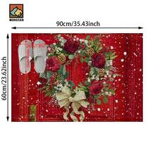 1pc Christmas Rose Pattern Bathroom Anti-Slip Mat, Made Of Artificial Cashmere With Plush Decoration, Is Suitable For Bathrooms, Doorways, Kitchens And Other Occasions. It Can Be Machine Washed, Is A Holiday Decoration And Can Be Given As A Gift