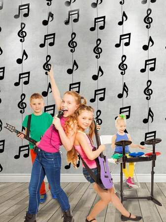 4 Pcs Musical Note Hanging Decorations Music Theme Party Supplies, Suitable For 1950s And 1980s Birthday Wedding Ceiling Decorations, Theme Party Decorations, Room Background Decoration Pull Flags, Music Tassels, Background Layout Pull Flag Hangings, Christmas Window Decoration Hangings Home Decor Halloween Room Decor Halloween Decor Christmas Decorations Home Christmas Gifts Christmas Decor