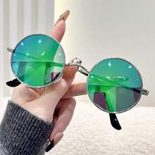 1 件复古时尚椭圆形小框男女通用太阳镜，赏心悦目 - 彩色 - 查看 6