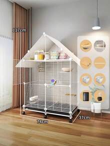 Large Bird Cage, Luxury Villa For Parrots, Macaws, Cockatoos, Finches, With Feeder And Perch