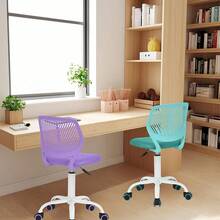 Homy Casa Schreibtischstuhl aus Leinenstoff, ergonomischer Drehstuhl ohne Armlehne, höhenverstellbar, Bürostuhl, Heimbüro, für Kinder, Teenager, Hellgrau