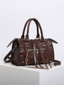 1个女士摩托车造型枕形包，时尚便携粉色单肩斜挎包，2025新款上市，除臭说明：放置于通风处1-3天以散去材质气味。 - 咖啡 - 查看 7