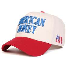 1Piece Men AMERICAN HONEY Letter Embroidered Patchwork Five-Sided Baseball Cap Outdoor Adjustable Sunscreen Leisure Hat Spring Autumn Travel Tourism Beach Vacation - 彩色 - 查看 5
