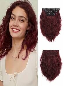 Clip In Hair Extensions 4 PCS/Set 12 Inch Short Water Wave Hair Extension For Women Heat-ResistantSynthetic Hair Extensions Hairpieces