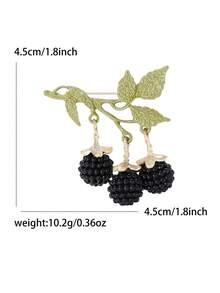 时尚珐琅黑莓吊坠胸针 女士 男士 植物别针 西装别针 配饰 礼物 - Blackberry Pendant Brooch - 查看 12