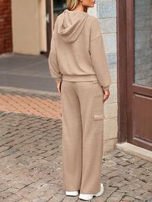Women's  Spring Fall  Sweatsuits 2 Piece Sets  Outfits Lounge Matching Hoodie Set Travel Going Out Outfits Track Suits Winter Clothes New Years Valentine Vacation Outfits For Women Sweatsuit Set Women - Kaki nhạt - Xem 3