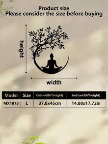 1 Stück Lebensbaum und Buddha Metallwanddekoration, Yoga Pose Blumenmuster, einfache Zen Dekoration, für Wohnzimmer, Geschäftslobby, Aufhängedekoration, Fitnessstudio, Yogastudio, geeignet für Umzug in neues Zuhause, Weihnachten, Frühlingsfest, Halloween, ideales buddhistisches Geschenk für Mönche und Praktizierende