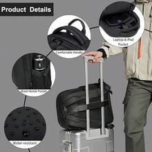 Mochila para portátil de hombre, múltiples bolsillos de viaje, compartimento para iPad de 10.9 pulgadas, adecuada para portátil de 15.6 pulgadas. - 1 - Ver 4