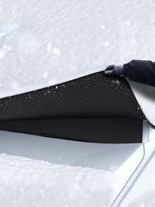 1件装汽车前挡风玻璃防雪罩加厚遮阳挡防潮防紫外线铝箔隔热遮阳帘 - 黑色 - 查看 5