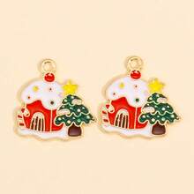 30Pcs/Set Multi-Color Drip Oil Mixed Christmas Charm Pendants, Handmade Jewelry Making DIY Necklace Bracelet Keychain Accessories Christmas Gift - Multicolor - View 4