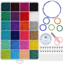 Naler 24000 Cuentas de Colores 2mm Mini Cuenta Abalorios Cristal para hacer Pulseras Collares Bisutería Bricolaje (24 Colores) - 24 Colores - Ver 13