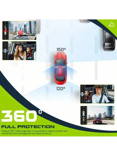 360° Dash Cam Cars, Channle, Front 1080P HD Rear/Left/Right 720P 3.16" IPS Display, Night Vision, Loop Recording, 24H Parking Monitor (G Sensor/Motion Detection), Optional 32GB Memory Card., Vehicle Security Camera, Car Compact Moderne Cam, Construction, Highquality Gsensor Owners, Commuters, Rear Wireles view 5