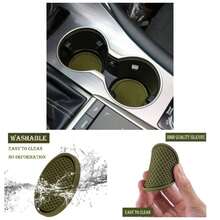Car Cup Coaster, 4PCS Universal Non - Slip Cup Holders Embedded In Ornaments Coaster, Car Interior Accessories, Black - Màu xanh Ô liu - Xem 1