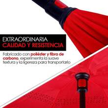 Paraguas de doble refuerzo de moda, paraguas a prueba de viento y lluvias torrenciales, paraguas grandes en sentido inverso, sin escorrentía, fácil de llevar - azul - Ver 7