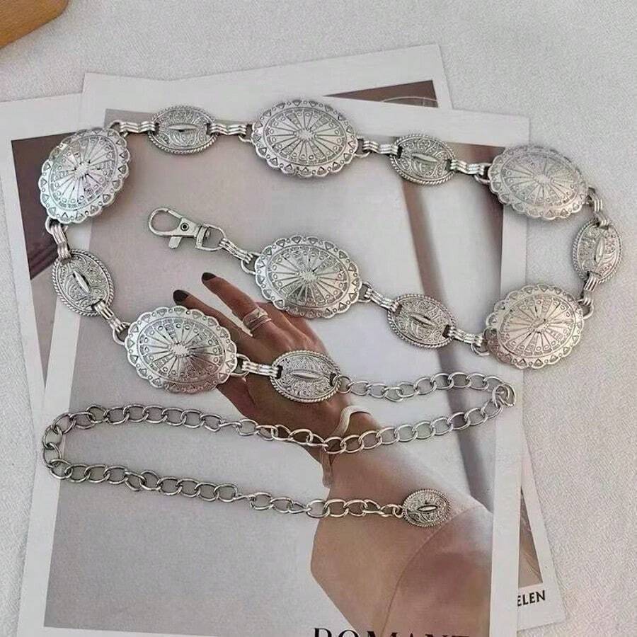 Chain Belts Retro Design Accessories Versatile Dress New Summer Antique High-End Belt - 銀色 - 查看 1