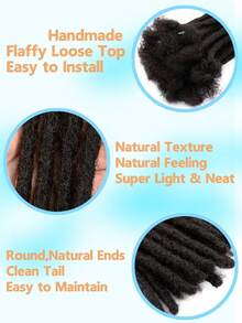 0.6厘米宽10股真人发辫接发，纯手工制作，男女儿童均可使用，可用针梳染色和漂白，天然未经加工的真人发，自然黑色 - Natural Black - 查看 5