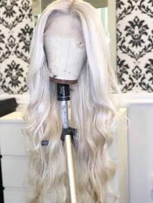 Platinum White Body Wave Lace Front Wigs Human Hair For Women 250 Density Glueless Wigs Human Hair Pre Plucked Bleached Knots 13x6 HD Transparent Brazilian Remy White Colored Wig Water Wave Human Hair Wig With Baby Hair - 米色 - 查看 9