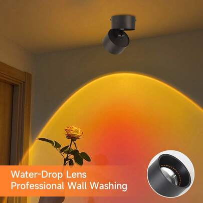 1pc Foldable Recessed Ceiling Light, Modern Embedded Ceiling Lamp, Black/White, 10W, 220V, Sunset Red/3-Color, Semicircular Light Arc Design For Better Illumination, Indoor Accent Lighting, Sunset Ambiance Lamp, Instagrammable Indoor Decor Light