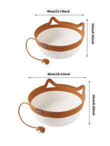 1pc Wicker Cat Bed - All-Season Woven Cat Nest & Teddy Dog Bed Pet Mat Toy Ball Cat Bed Suitable For Small To Medium Cats And Puppies - Multicolor - View 3