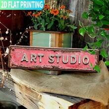 Retro "Art Studio" Metal Wall Sign - Rustic Aluminum Decorative Sign ( 4inchx16inch ) With Colorful Printing, Suitable Indoor And Outdoor Durable Decoration, Ideal Home, Kitchen, Farmhouse, Porch, And Garden