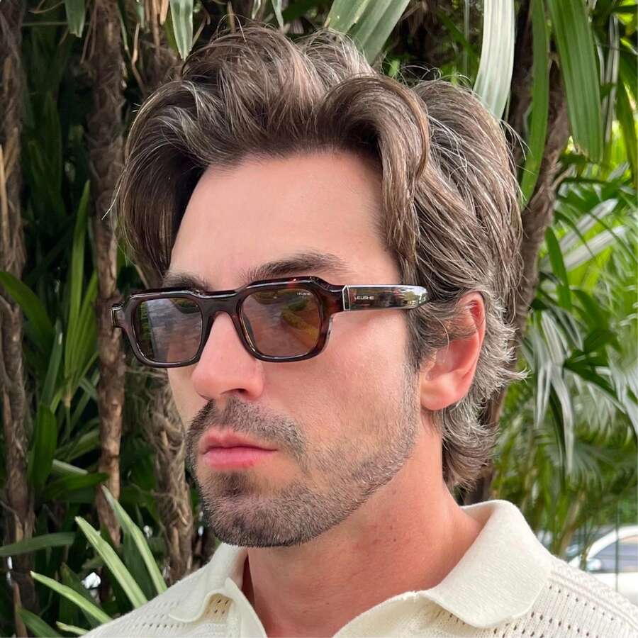 Premium Unisex Square Sunglasses High Quality Old Money Modern Casual With UV400 Protection - 馬利龜 - 查看 1