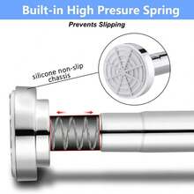 MCSWKEY Barra de Cortina Baño, Barra de Cortina de Ducha Extensible 60-100cm, 304 Acero Inoxidable de Antideslizante, Barra Telescópica Sin Taladrar, Extensible Varilla de Cortinas para Armario, Baño - 1 - Ver 8