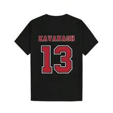Men'S Casual Crew Neck T-Shirt With "KAVANAGH 13" Print - Black, Short Sleeve, Regular Fit, Summer Style, Everyday Tshirt | Bold Graphic Tee | Comfortable Fit - 黑色 - 查看 2