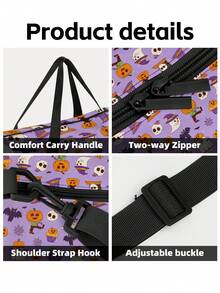 Halloween Themed Travel Bag, Pumpkin Shape Yoga Mat Carrier Shoulder Bag, Large Capacity Polyester Durable Foldable Travel Bag, Unisex - Duffel Bag - View 7