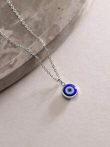 suteyi 极简邪眼项链、玻璃邪眼项链、微型邪眼项链、护身符项链、送给她的礼物、宗教礼物 - 彩色 - 查看 3