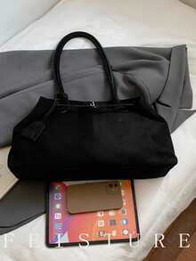 Bolso de mano de alta calidad para mujer, nuevo diseño de otoño/invierno, bolso de gran capacidad para ir al trabajo y viajar - Negro - Ver 9