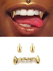 1 szt./zestaw podwójnych zębów z kłami, kombinacja kłów wampira, 6 szt. spiczastych zębów, rekwizyt na scenę Halloween, zabawny kostium cosplay hip-hopowy, unisex 1 zestaw podwójnych zębów z kłami, kombinacja kłów wampira, 6 szt. spiczastych zębów, rekwizyt na scenę Halloween, zabawny kostium cosplay hip-hopowy, unisex (dostawa losowa)