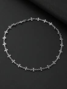 1 件个性化朋克风格男士首饰套装，嘻哈十字架项链手链，适合女士 Y2k 配饰