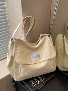 Túi đeo chéo màu trơn tối giản, túi đeo vai, túi đeo chéo vuông, ba lô học sinh, túi đi làm cho phụ nữ, thích hợp để mua sắm, ví, đi làm, phụ nữ trẻ, sinh viên đại học, chuyên gia. lý tưởng cho văn phòng, trường đại học, công việc, kinh doanh, đi làm, hoạt động ngoài trời, du lịch và dã ngoại - Màu be - Xem 7