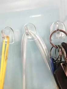 5 móc treo tường tự dính bằng acrylic - Không cần khoan, treo liền mạch - Móc treo chìa khóa bằng nhựa dùng cho phòng tắm và nhà bếp - trắng - Xem 5