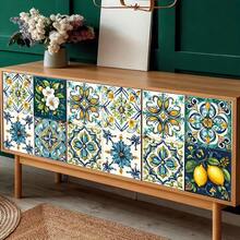 10x10cm Waterproof PVC Self-Adhesive Wall Stickers With Vibrant Blue, Yellow, Green And White Lemon And Floral Patterns, Suitable For Bathroom, Kitchen And Toilet, Easy To Remove, No Power Required, Bathroom Wall Decor, Kitchen Decoration, Vivid Design, Oil-Resistant Material - Multicolor - View 6