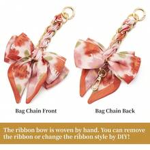 Bag Extender Chain With Bow Ribbon Purse Chain Extender For Crossbody Bag Charms Women Handbag Decoration Accessories - Orange - View 4