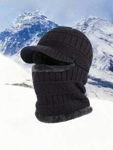 1/2/3 piezas Pasamontañas unisex de terciopelo y punto grueso, cuello a prueba de viento, máscara de esquí de cara completa con un solo orificio, adecuada para viajes diarios, ciclismo, esquí y otras ocasiones. Gorro a prueba de viento para mujer, gorro de punto, gorra con visera, pasamontañas