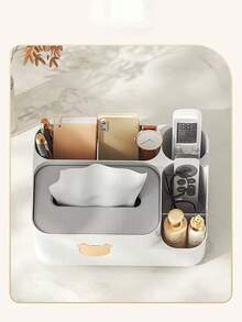 1 pieza Caja de pañuelos de plástico creativa, caja de almacenamiento multifuncional para escritorio para la sala de estar, mesa de café, comedor, soporte para control remoto - Multicolor - Ver 4