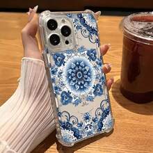 Funda de Teléfono Transparente con Patrón de Porcelana Azul y Blanca Creativa, Nueva, Antigolpes de Cuatro Esquinas para iPhone17,16,15,14,13,12/iPhone16,15,14Plus/iPhone17,16,15,14,13,12Pro/iPhone17,16,15,14,13,12ProMax/iPhone17/para 11/11Pro Accesorios de Teléfono, Adecuada para Regalos de Todas las Estaciones - Colores mixtos - Ver 4