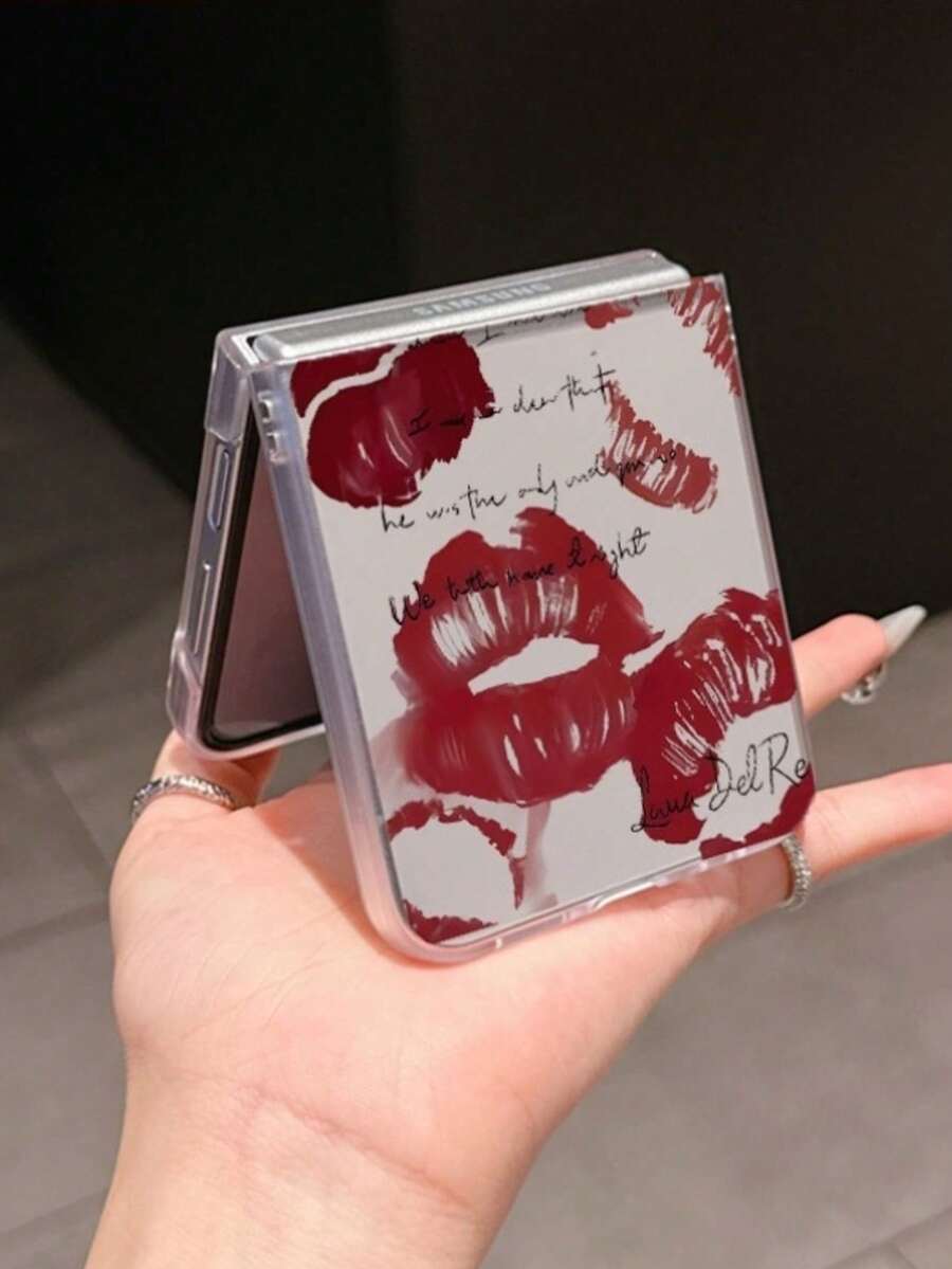 1pc Fashionable And Simple Frosted PC Material Sexy Lip Element Folding Phone Case, Can Protect And Prevent Falling: SamsungGalaxy Zflip 3/Zflip 4/Zflip 5/Zflip 6/Zflip 7/ Razr 50 Ultra/ Razr 60 Ultra/ Razr 60/ Razr 50/Galaxy Z Flip7 FE