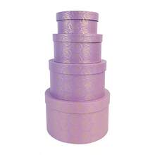 Set de 4 cutii cadou rotunde cu model de trandafiri, hârtie imprimată elegantă, design revigorant cu mai multe straturi și capacitate, DIY și stivuibil, potrivit pentru cadouri de ziua de naștere, nuntă, sărbători - Multicolor - Vizualizare 15