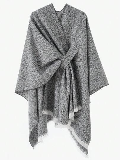 1pc Women's Simple Solid Color Fashion Buckle Decor Shawl Travel Jacket