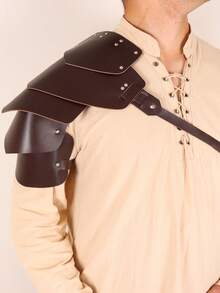 1 pièce Armure d'épaule médiévale en PU, protection d'épaule ajustable à une seule épaule, harnais de guerrier viking, gladiateur, samouraï, chevalier. Accessoire de costume d'Halloween pour hommes - A - Voir 5