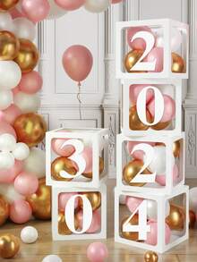 1pc 25cm White Number Transparent Box(Box&Letter), Transparent Balloon Box Gift Box, DIY Free Combination Numbers,Birthday Party Background Decoration Box, 1st Birthday Party Scene Setting Number Box, Babe Shower Decoration, Transparent Balloon Box Gift Box, Gender Reveal Party Decor Balloon Box, Room Decor Balloon Storage Box, Party Background Photography Props, Party Favor