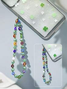 1 件珍珠贝壳和心形装饰配件吊饰，适用于手机链、相机带，适合送给母亲、家人、朋友、生日、节日的手机吊饰礼物 - 彩色 - 查看 5